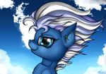  2015 blue_eyes blue_fur ear_piercing equine female friendship_is_magic fur hair hi_res mammal my_little_pony neko-me night_glider_(mlp) piercing portrait smile solo two_tone_hair 