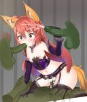  ahoge animal_ears arm_grab balls brown_hair clothing collar corset cum cum_in_mouth cum_in_pussy cum_inside disembodied_penis elbow_gloves elin_(tera) fellatio female female_on_top flat_chested forced fox_ears fox_tail gangbang garter_belt garter_straps gloves group group_sex hair hi_res humanoid legwear long_hair male mammal monster nipples nopan on_top oral penis pettanko purple_eyes pussy rape sex shufflebox slave stockings tears tera_online thigh_highs vaginal young 