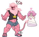  &lt;3 ?!? anthro beachfox clothing crystal_gem feline fusion greg_universe lion lion_(steven_universe) male mammal rose_quartz shorts steven_universe 