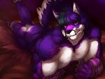  abs anthro biceps canine fur istani male mammal muscles pecs purple_fur shyloc 