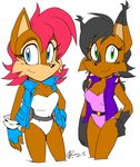  2015 akatsukishiranui-fox anthro chipmunk feline female lynx mammal nicole_the_lynx rodent sally_acorn smile sonic_(series) 