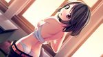  1girl artist_request ass binding blush bra breasts brown_hair character_request game_cg looking_back nipples panties sarashi short_hair source_request underwear undressing 