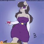  2015 alcohol anthro anthrofied beverage clothing crispychris dress drink earth_pony elbow_gloves equine eyeshadow female friendship_is_magic glass gloves hair half-closed_eyes holding horse long_hair looking_at_viewer makeup mammal my_little_pony octavia_(mlp) pony purple_eyes smile solo wine wine_glass 