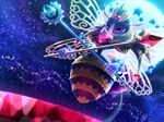  backlighting bee bellhenge bug crown crystal disembodied_limb eyebrows flower full_moon highres insect insect_wings kirby:_triple_deluxe kirby_(series) md5_mismatch moon purple_eyes queen_sectonia resized slender_waist solo star_(sky) upscaled wings 