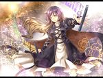  cape dress gradient_hair hijiri_byakuren long_hair multicolored_hair namuko scroll solo sorcerer's_sutra_scroll touhou yellow_eyes 