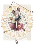  animal_ears baku_(bakunooekaki) basket capelet cheese food grey_hair jewelry mouse mouse_ears mouse_tail nazrin pendant red_eyes short_hair solo tail touhou 