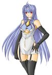  android blue_hair breasts elbow_gloves garters gloves kos-mos kos-mos_ver._4 large_breasts lintang_haseo long_hair red_eyes solo thighhighs underboob xenosaga xenosaga_episode_iii 