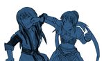  1girl blue bracelet crosscounter dorado55 duel face_punch gloves in_the_face jewelry judith long_hair monochrome pointy_ears punching simple_background smile tales_of_(series) tales_of_vesperia white_background yuri_lowell 