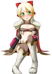  armor bikini_armor blonde_hair blush genetic_(ragnarok_online) kanzuki_yuu ragnarok_online ribbon sad short_hair solo tears thighhighs 