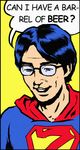  cape clothes_writing cosplay dc_comics dokuromaru english glasses male_focus parody solo superman superman_(cosplay) touhou zun 