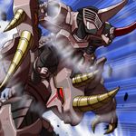  armor horns kamen_rider kamen_rider_gai kamen_rider_ryuki_(series) lowres machinery metalgelas monster napo smoke spikes 