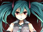  bad_id bad_pixiv_id detached_sleeves green_hair hatsune_miku headset long_hair necktie red_eyes solo tama_(songe) twintails vocaloid 