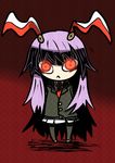  221_(tsutsuichi) :&lt; animal_ears bunny_ears buttons chibi glowing glowing_eyes kneehighs lavender_hair long_hair necktie red_eyes reisen_udongein_inaba socks solo touhou 