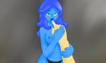  2015 blue_eyes blue_hair blue_skin blueshard blush breasts creative_commons female finger_lick goo hair human mammal not_furry orangevanim slime 