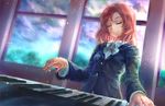  1girl bow cloud clouds freeze-ex instrument love_live!_school_idol_project nishikino_maki piano red_hair short_hair 