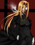  blonde_hair cigarette commentary female_admiral_(kantai_collection) glasses hellsing highres integra_hellsing kantai_collection long_hair military military_uniform naval_uniform rakku_(10219563) uniform 