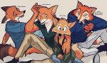  &quot;honest&quot;_john_foulfellow 2018 anthro black_nose br&#039;er_fox canine clothed clothing disney fox fur hat hi_res hoodie male mammal nick_wilde open_hoodie pinocchio robin_hood robin_hood_(disney) shirt simple_background song_of_the_south tank_top uochandayo zootopia 