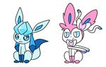  animated duo eeveelution glaceon nintendo plain_background pok&eacute;mon robosylveon smile sylveon video_games white_background 