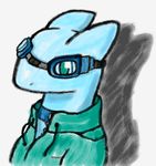  clothing fan_character googles jacket looking_at_viewer markings scalie solo unknown_species 