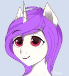  equine fan_character female hair horn kosame kosame_(character) mammal piercing purple_hair red_eyes solo unicorn 