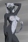  2015 anthro breasts cat feline female green_eyes hair magacitl mammal nipples nude solo 