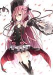  arukanu bare_shoulders bat boots highres keid krul_tepes long_hair owari_no_seraph pointy_ears red_eyes solo 