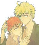  arthur_pendragon_(fate) blonde_hair brown_eyes emiya_shirou fate/prototype fate/stay_night fate_(series) genderswap genderswap_(ftm) goldfish_(artist) green_eyes multiple_boys orange_hair yellow_eyes 