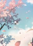  cloud comic dated day eho_(icbm) highres no_humans outdoors petals sky touhou tree 