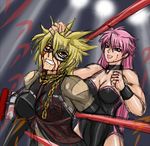  2girls alternate_color blood kamui_raira mighty_yukiko multiple_girls ryona taroimo_(00120014) wrestle_angels wrestle_angels_survivor wrestling wrestling_ring 