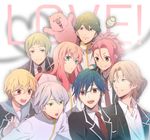  androgynous arima_ibushi binan_koukou_chikyuu_bouei-bu_love! blonde_hair blue_eyes blue_hair blush brown_eyes brown_hair everyone gero_akoya glasses green_hair grey_eyes grin hairband hakone_yumoto kinugawa_atsushi kusatsu_kinshirou male_focus morino_mizu multiple_boys naruko_io open_mouth pink_hair red_eyes smile wombat_(bouei-bu) yufuin_en zaou_ryuu zundar_(bouei-bu) 