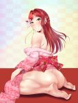  1girl absurdres ass back barefoot breasts censored dummy_bat dummy_no_koumori highres irondammybat japanese_clothes kimono love_live! love_live!_sunshine!! nude red_hair sakurauchi_riko 