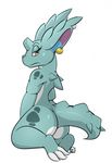  2015 butt female kingbeast looking_at_viewer nidorina nintendo nude plain_background pok&eacute;mon solo video_games white_background 