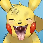  2015 cute eyes_closed feral fur male mammal mouse nintendo nummynumz open_mouth pikachu pok&eacute;mon rodent saliva solo teeth tongue tongue_out video_games yellow_fur 