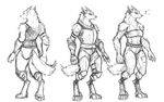  adele armband armor canine cleavage clothed clothing digitigrade ear_piercing female gauntlets guoh mammal model_sheet pants piercing tube_top were werewolf 