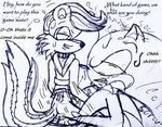  anthro butt clothing cum cum_inside drawing enhorning94roozart erection eyes_closed hedgehog jeffrey_st._croix male male/male mammal penis riding scourge_the_hedgehog sex skunk smil sonic_(series) story sweat text 