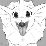  2015 ambiguous_gender cute drooling eeveelution feral looking_at_viewer monochrome nintendo nummynumz open_mouth pok&eacute;mon saliva solo teeth tongue tongue_out vaporeon video_games 