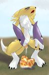  digimon egg female kamperkiller_(artist) oviposition pregnant pussy pussy_juice renamon spreading 