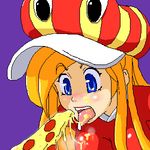  lowres mona mona_(warioware) nintendo orange_hair pizza sexually_suggestive warioware 