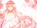  bad_id bad_pixiv_id balloon closed_eyes dress flower head_wreath highres just_be_friends_(vocaloid) lococo:p long_hair megurine_luka pink_hair solo very_long_hair vocaloid white_dress 