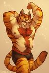  biceps bulge cherrybox chest_tuft clothing feline fur horn male mammal muscles nipples pecs tarke tiger tuft underwear 