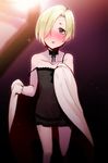  bad_id bad_pixiv_id bare_shoulders blanket blonde_hair blush earrings genderswap genderswap_(ftm) hair_over_one_eye idolmaster idolmaster_cinderella_girls jewelry looking_at_viewer male_focus open_mouth otoko_no_ko penis red_eyes see-through shirasaka_koume short_hair small_testicles solo strap_slip tkhs 