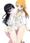  ass black_hair blue_eyes blush breasts covered_nipples fundoshi gokou_ruri hair_ornament hairclip highres japanese_clothes kousaka_kirino long_hair looking_at_viewer mole mole_under_eye multiple_girls nipples orange_hair ore_no_imouto_ga_konna_ni_kawaii_wake_ga_nai red_eyes see-through shin'ya_(shin'yanchi) small_breasts smile yamakasa 