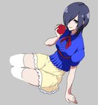  apple bad_id bad_pixiv_id blue_eyes blue_hair cosplay food fruit hair_over_one_eye kirishima_touka minami_(lida) puffy_short_sleeves puffy_sleeves short_hair short_sleeves sitting skirt snow_white snow_white_(cosplay) snow_white_and_the_seven_dwarfs solo thighhighs tokyo_ghoul white_legwear yellow_skirt yokozuwari zettai_ryouiki 