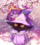  1girl animal_ears cherry_blossoms ears_through_headwear fairy gameplay_mechanics green_eyes hamamo hat league_of_legends long_hair lowres lulu_(league_of_legends) pix pointy_ears purple_hair purple_skin staff veigar wings witch_hat wizard_hat yellow_eyes yordle 