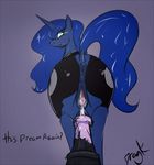  2015 animal_genitalia anus blue_eyes blue_hair butt cum cutie_mark dialogue disembodied_penis dock dragk duo english_text equine female feral friendship_is_magic hair horn horsecock long_hair looking_back male male/female mammal my_little_pony penis plain_background princess_luna_(mlp) pussy smile solo_focus text unicorn 
