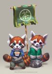  2015 ambiguous_gender banner beverage big_eyes cute mammal red_panda silverfox5213 tea 