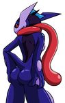  2015 alpha_channel anthro breasts butt digital_media_(artwork) female greninja looking_back nintendo nude plain_background pok&eacute;mon pose presenting presenting_hindquarters pussy raised_tail red_eyes scalie solo standing tongue tongue_out transparent_background vibrantechoes video_games 
