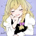  artist_name blonde_hair blush braid closed_eyes drooling kirisame_marisa long_hair rosette_(roze-ko) single_braid sketch sleeping solo touhou zzz 