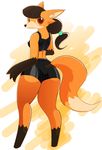  breasts brown_hair canine clothing female fox hair kemono long_hair mammal ponytail red_eyes unknown_artist 