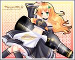  apron bare_shoulders black_legwear black_nails bottle clover clover_hair_ornament detached_collar detached_sleeves guinness_(beer) hair_ornament harp instrument kneehighs lace_trim long_hair midriff minigirl nail_polish navel orange_hair personification runawaywithyou shamrock solo strapless tubetop waist_apron 